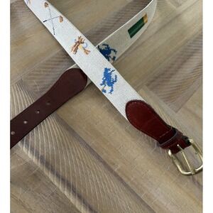Smathers & Branson Belt Size 38 Needlepoint Go Golfing Made In USA GUC RARE